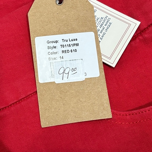 Tru Luxe Jeans Red Skinny Jeans Vibrant Denim - Picture 5 of 5